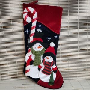 Festive Snowman Holiday Stocking - Red and Black